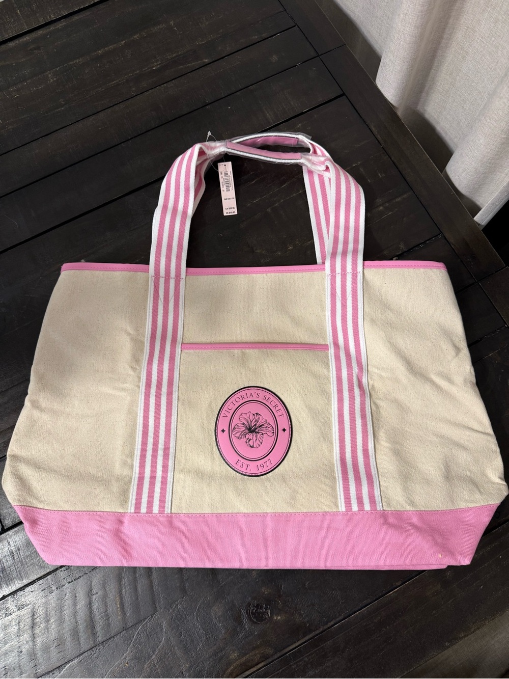 Victoria’s Secret Pink Canvas Tote Bag NWT Large Beach Travel Tote